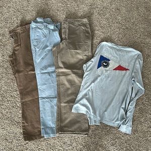 Men’s vineyard vine bundle 33x30 pants small long sleeve shirt